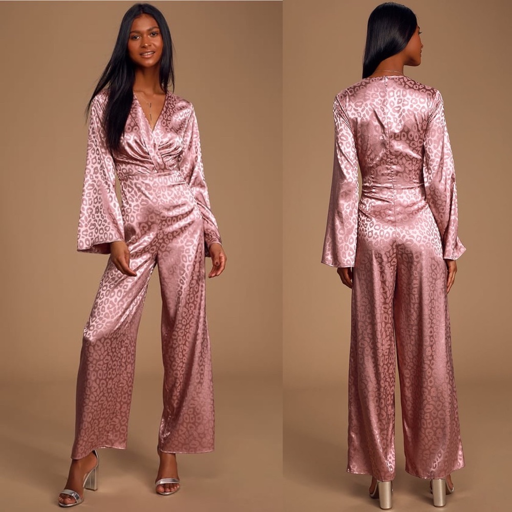 Lulus Untamed Dame Leopard Print Satin Jumpsuit